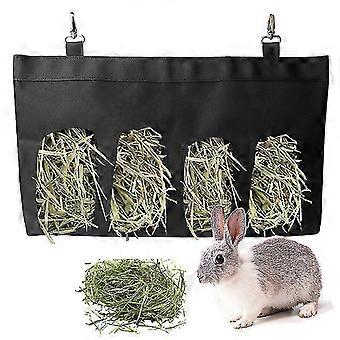 Open Design Feeder Storage Bag Hanging Feeder Guinea Pig Hay Feeding(1pcs,black
