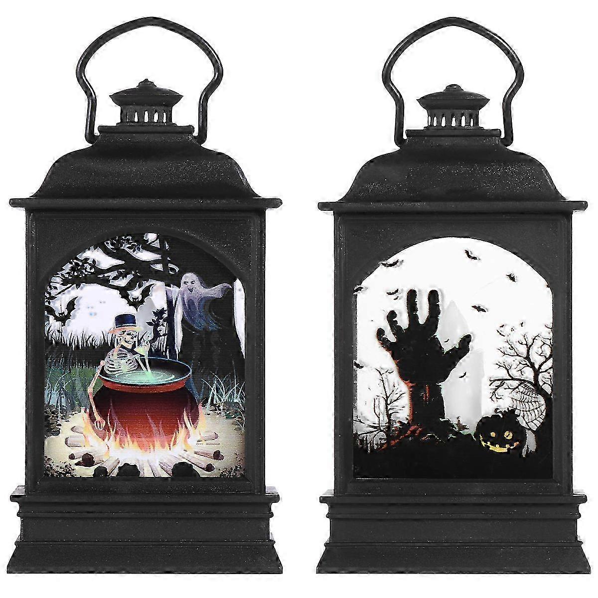 2PCS Halloween Decor Flat Lamp Portable Night Light Layout Prop Random Style