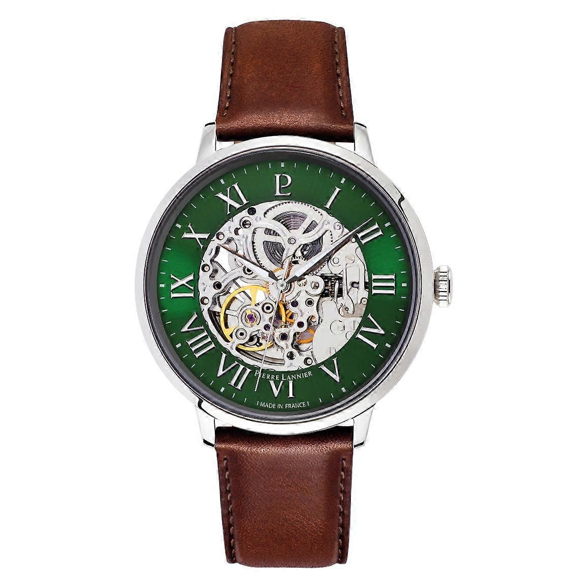 Pierre Lannier Men's Watch - 323D174 Automatic Brown Leather Strap
