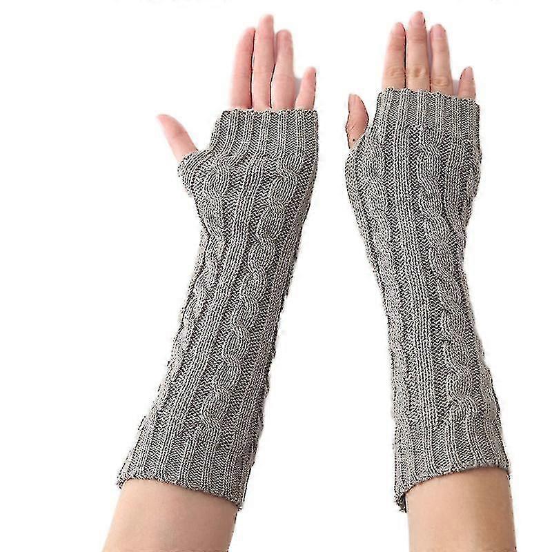Fingerlös armstickad ullhandskar för kvinnor Varma handledsvantar