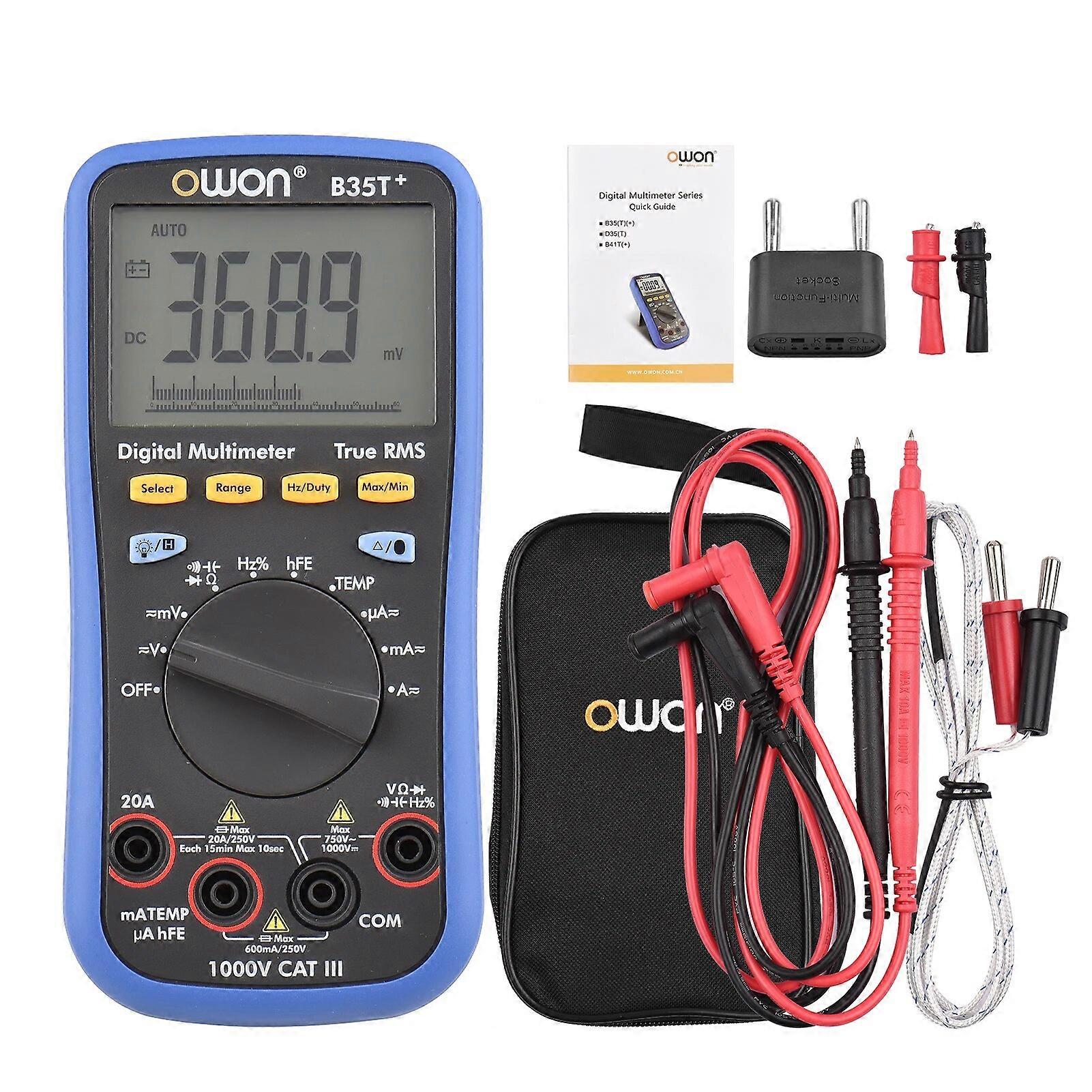 Digitálny BT multimeter OWON B35T + 6000 počtov True RMS Elektrický tester s automatickým rozsahom Podsvietenie LCD obrazovky AC DC Voltage Prúd
