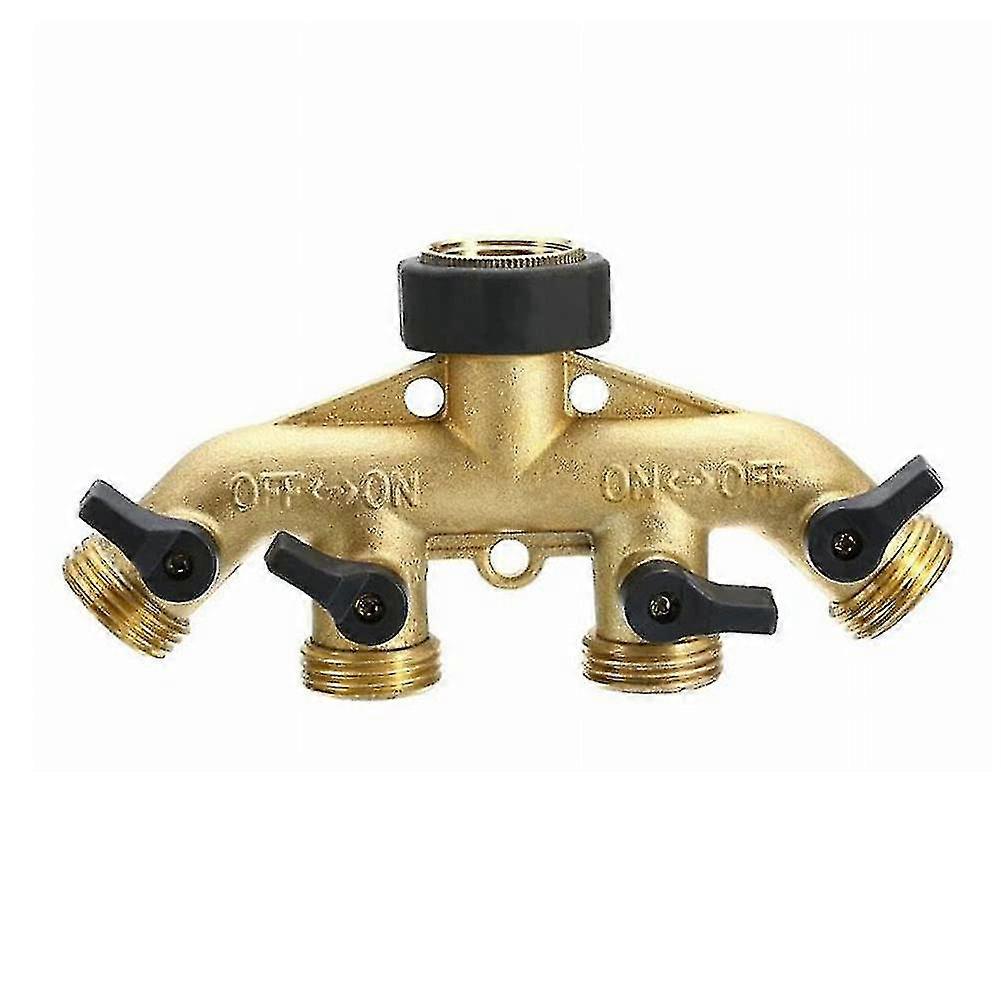 4 Way Garden Hose Splitter, Hose Tap Connector, 3/4" Garden Hose Connector With Individual On/off Valves