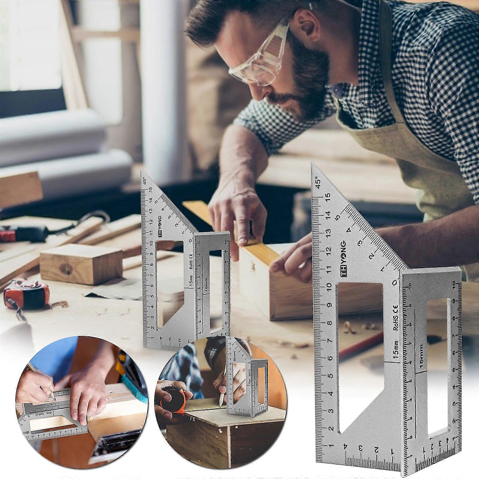 Woodworking Square Protractor Aluminum Alloy Miter Ruler Measuring Tool