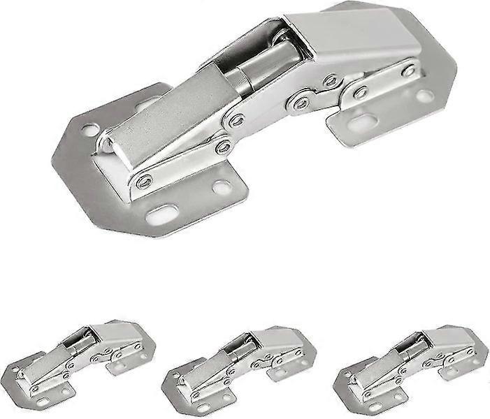 Hidden Hinges for Frameless Cabinet Doors - 90-Degree Spring Hinge, Self-Closing, Easy Installation, 4-Pack