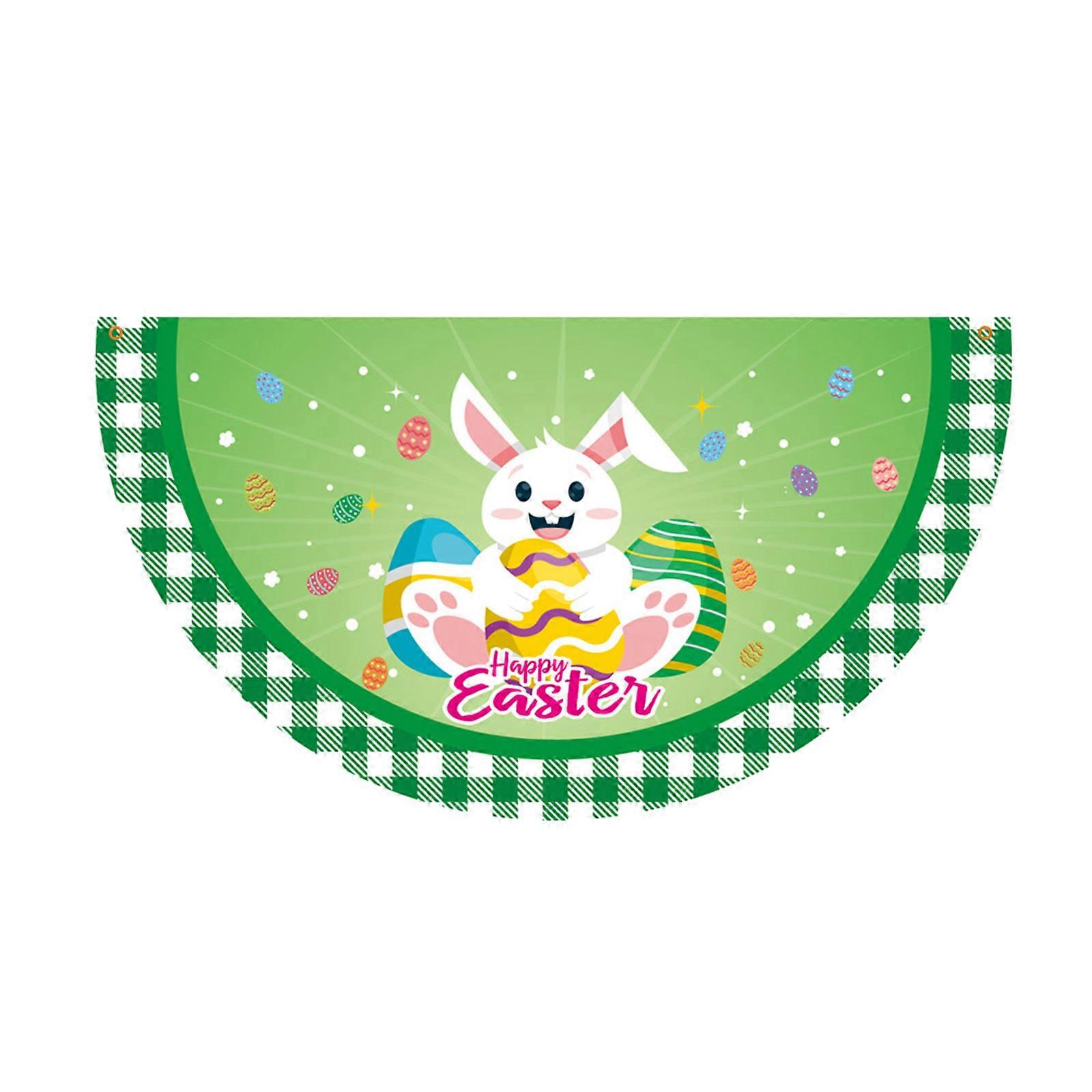 Happy Easter Flag Fan-shaped Semicircle Colorful Gnome Bunny Egg Pattern Flags