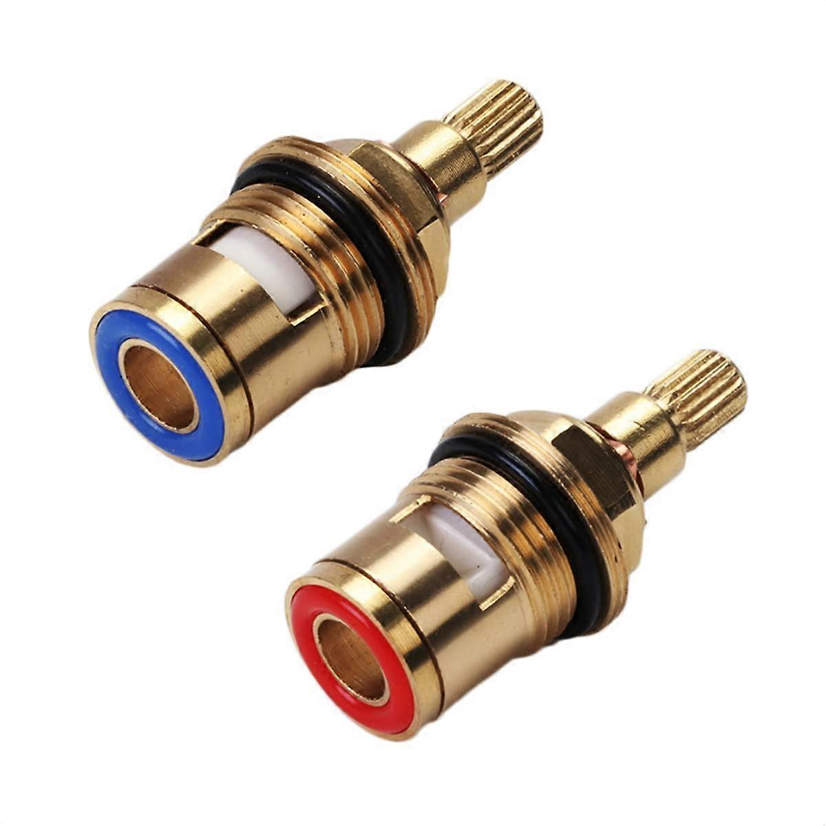 Replacement Brass Ceramic Stem Disc Cartridge Faucet Valve Quarter Turn 1/2" for Bathroom Kitchen Tap (1 Pair Hot & Cold)
