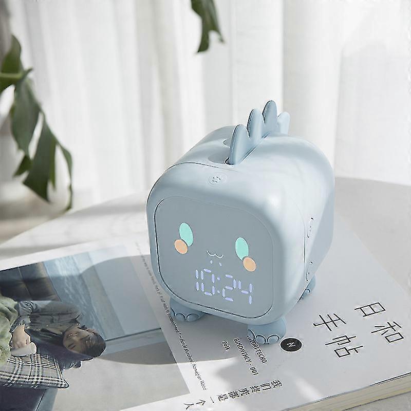 cute children's alarm clock,adjustable night light rechargeable(blue)