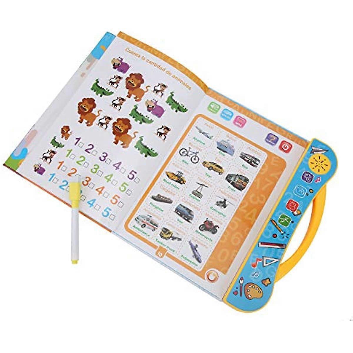Electronic Learning Machine Spanish English Electronic Interactive Educational Talking Learning Machine Baby Early Education Toy(Yellow)