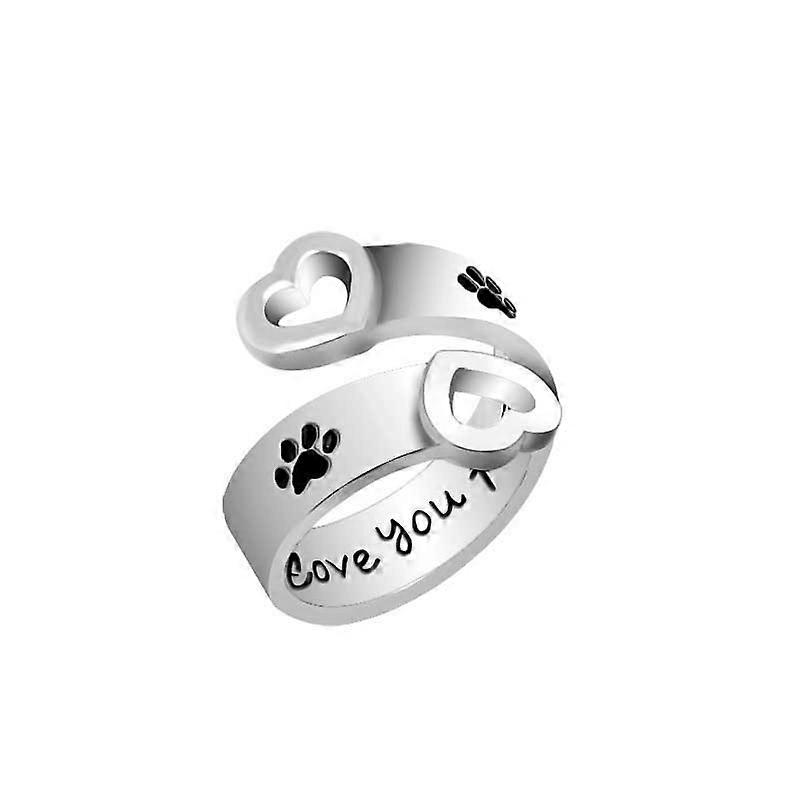 Ring Paws Animal Lover Dog/Cat Memorial Ring Adjustable Silver