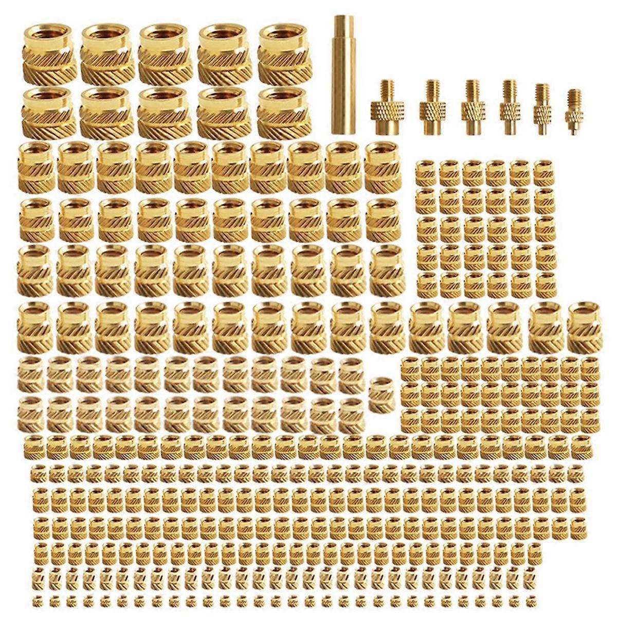 3D Printer Hot Melt Heat Knurled Embed Brass Insert Nut M2/M2.5/M3//M5/M6 345pcs W/7pcs Heat-Set In