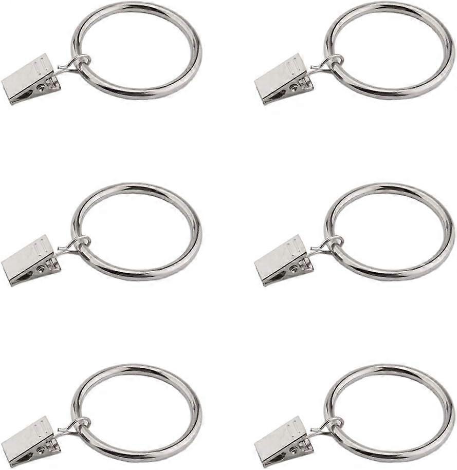 Silver Curtain Ring Clips with Hook, 30 Pack Rustproof Metal Drapery Ring/Hanger Clips with Grommets for Holding Heavy Curtains Rod Set and Curtains (