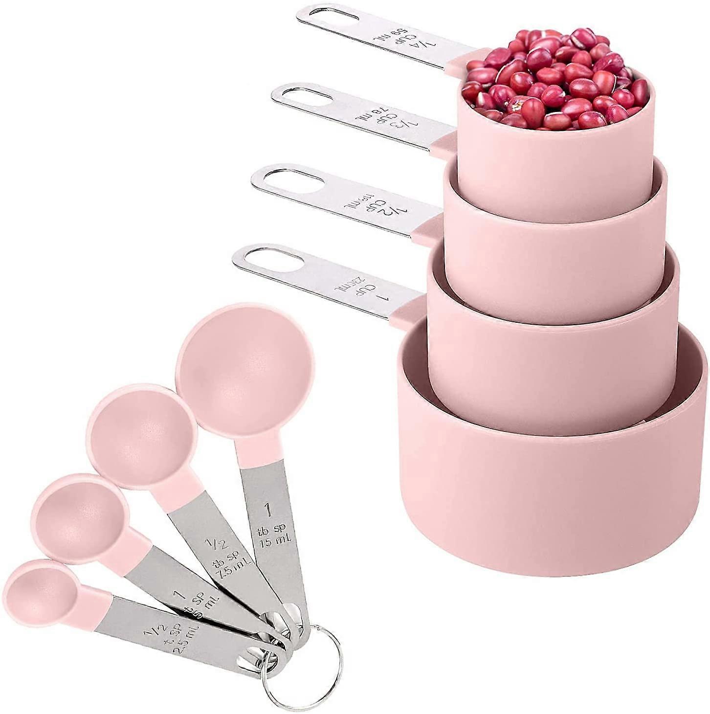 8 Pieces Measuring Cups And Spoons Set (pink)