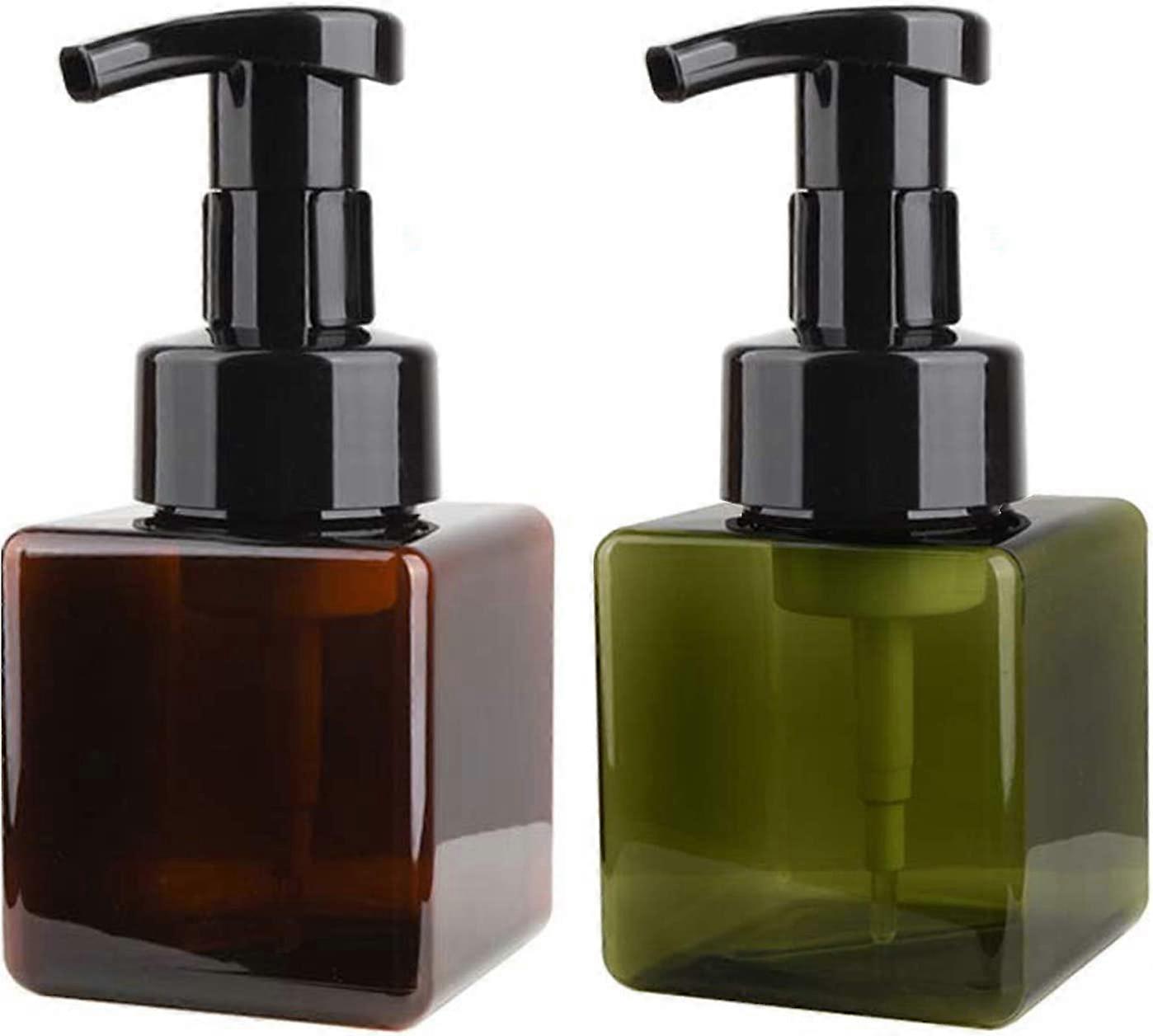 2 Pcs 250ml (8.5oz) Empty Pump Bottles (Green + Brown)