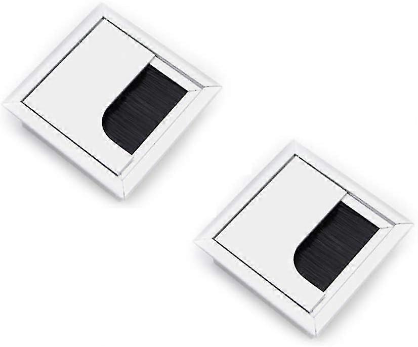 2pcs Computer Desk Grommet Table Cable Tidy Wire Hole Cover Outlet Cord Grommet Surface Port Square Hole Wire Organizers Aluminum Alloy Wire Box For H