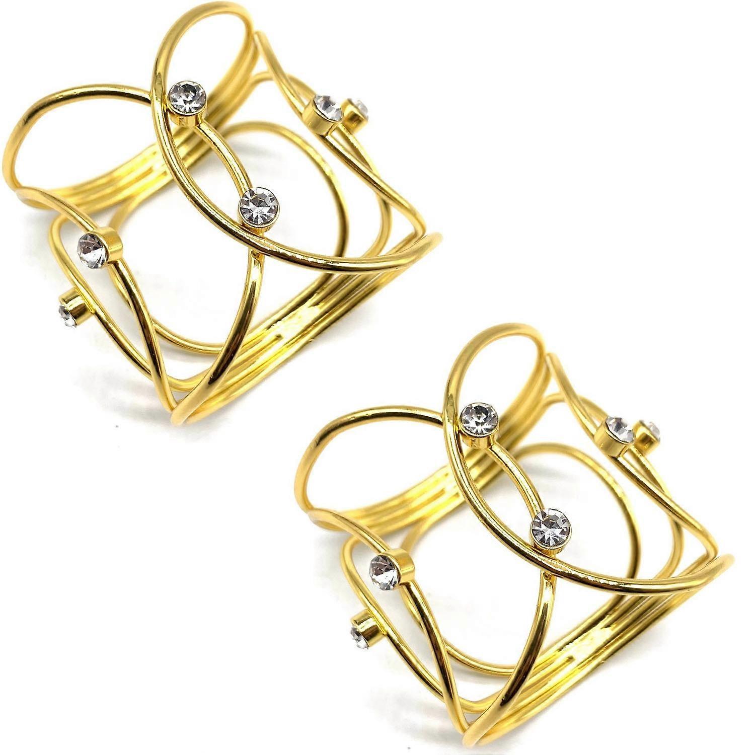 2 metal napkin buckles with diamonds