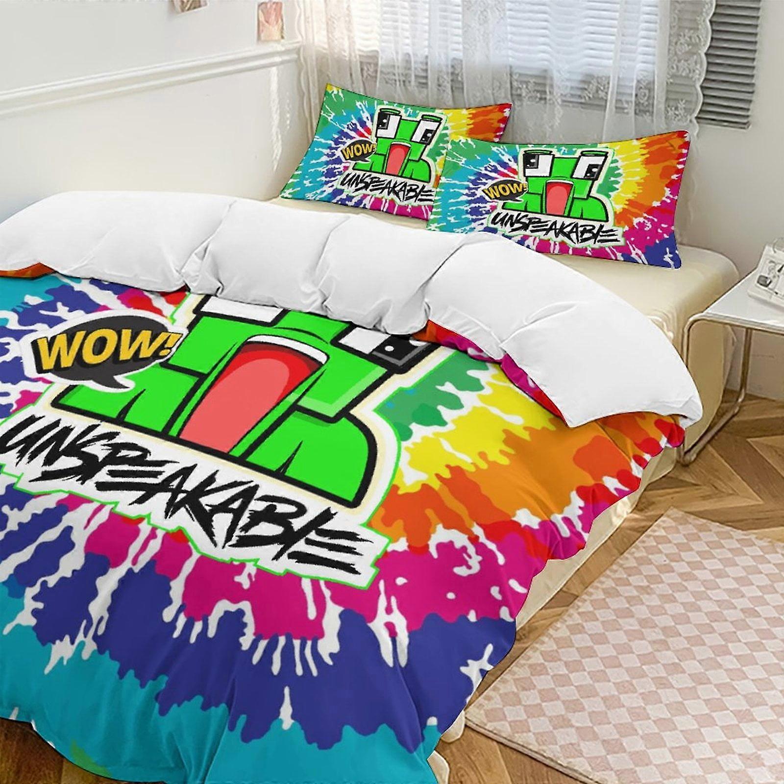 v7404  Bed Sheets Bedding Tie Dye Unspeakable Comforter Set Soft 3 Pcs Twin Bedding Sets Thicken for All Season, 1 Comforter  2 Pillow Shams  Bed Shee