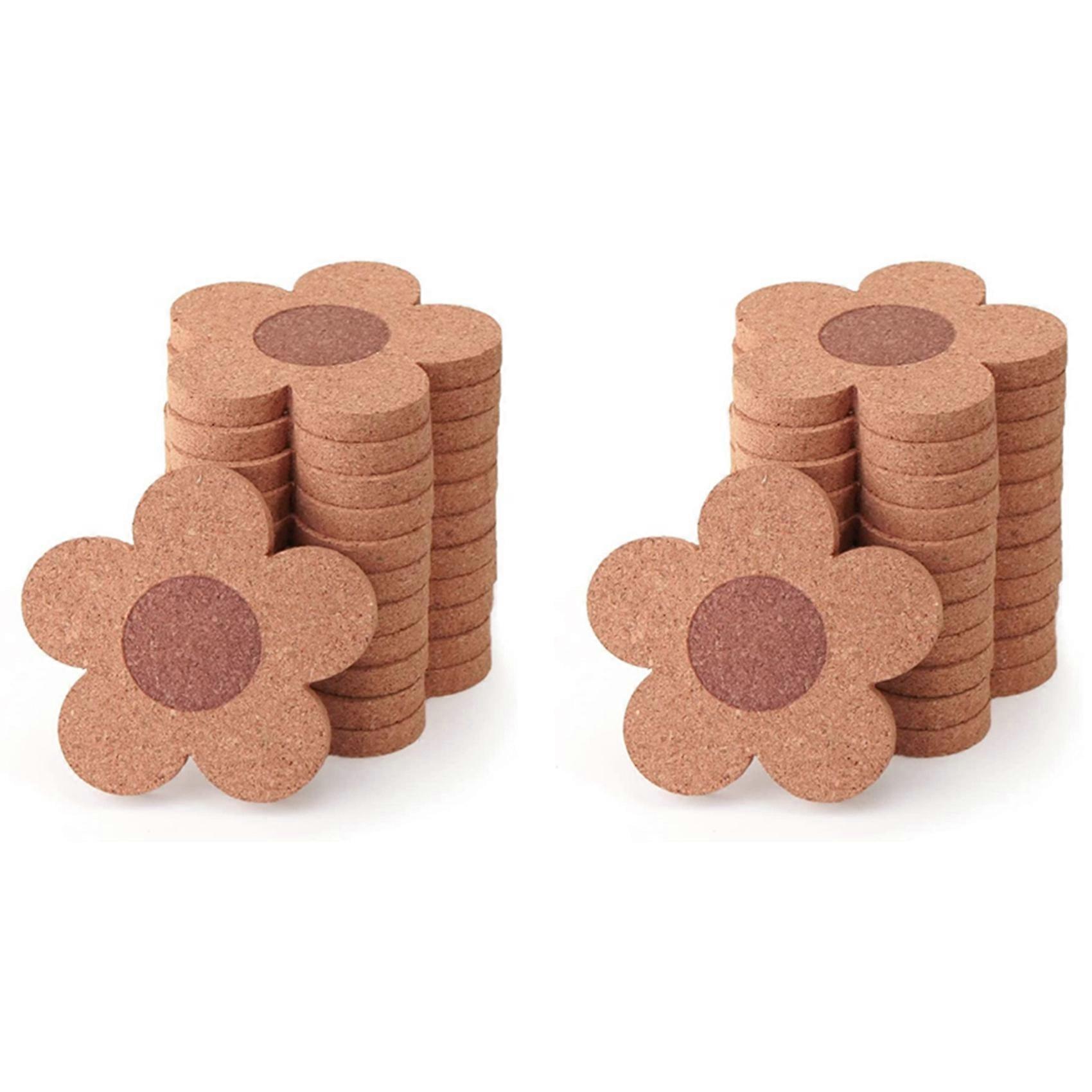 24PCS Cute Coasters for Drinks,Absorbent&Reusable Coaster Set 4Inch Cork Flower Shape Coasters for