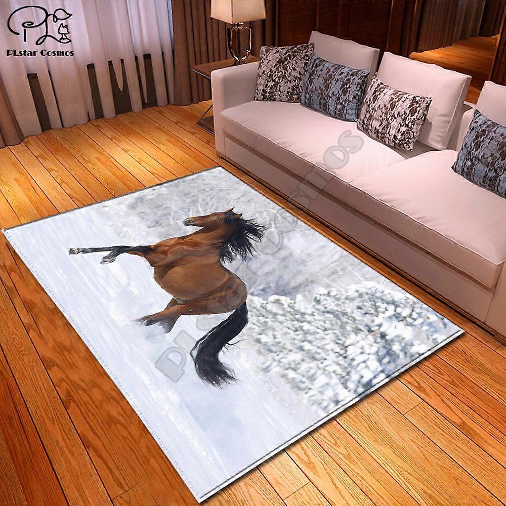 סוס לבן דפוס ריבוע נגד החלקה שטח נגד החלקה שטיח רצפה שטיח תלת מימד מחצלת מונעת החלקה פינת אוכל סלון שטיח חדר שינה רך