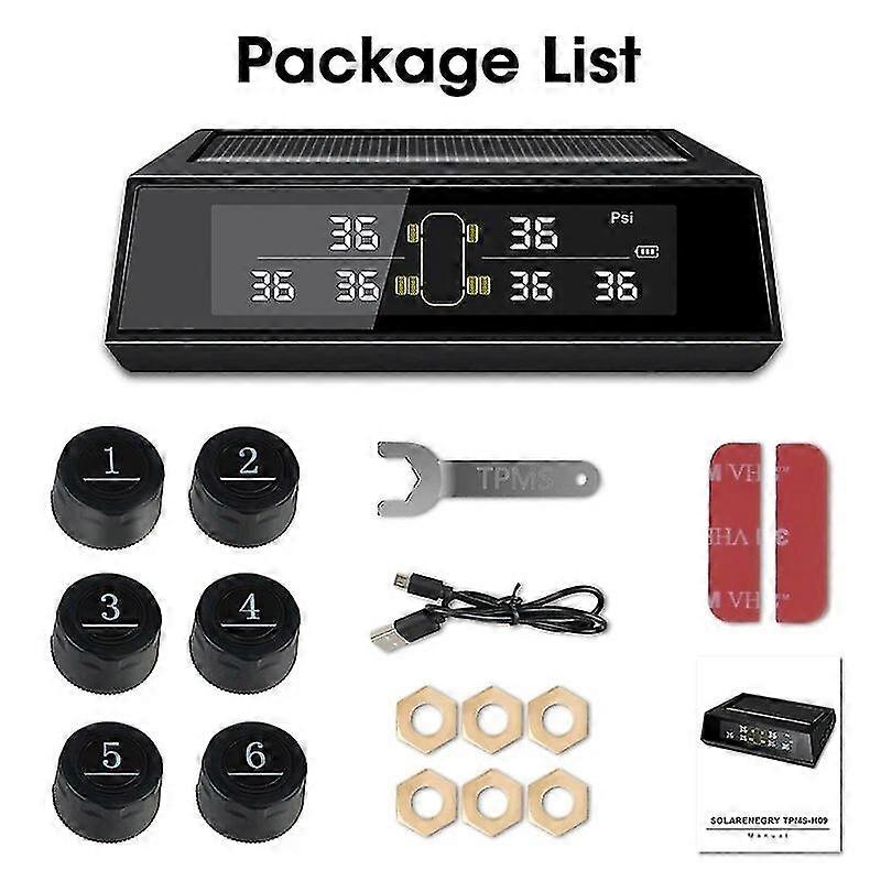 Jansite Tpms Car Alarm Tire Pressure 6 External Sensors Monitoring System Auto Security Tyre Pressure Big Screen Tpsm For Truck