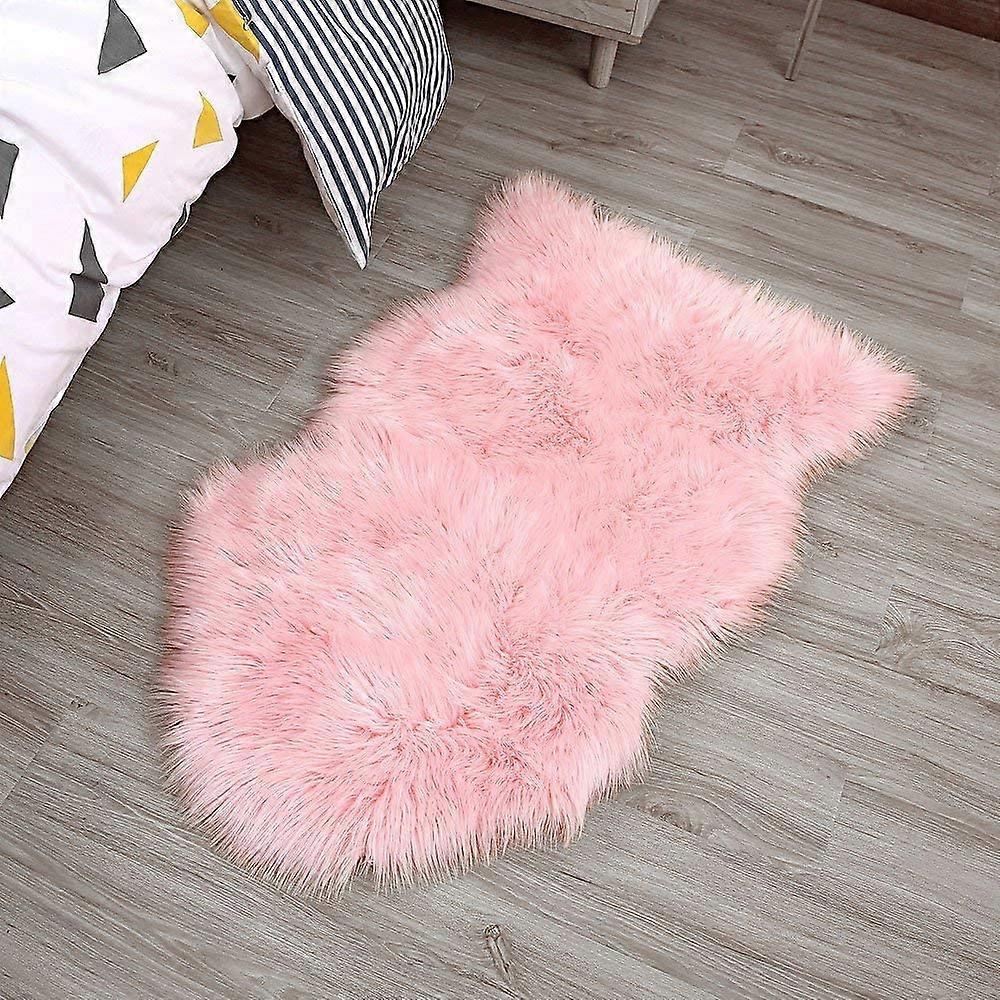 Faux Lammfell Schaffell Teppich Kunstfell Dekofell Lammfellimitat Teppich Longhair Fell Nachahmung Wolle Bettvorleger Sofa Matte (Wei, 60 X 90 cm)
