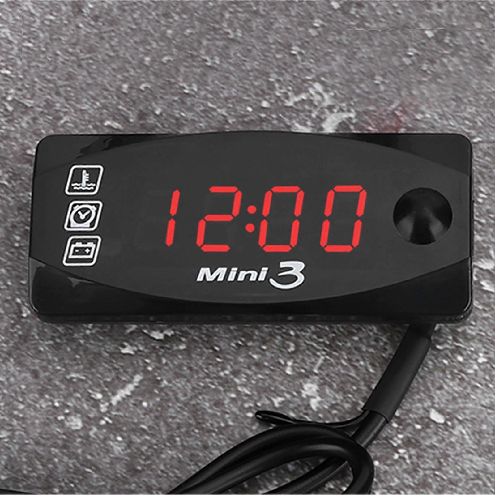 12V Motorcycle Instrument LED Digital Display Electronic Clock Thermometer Voltmeter IP67 Waterproof
