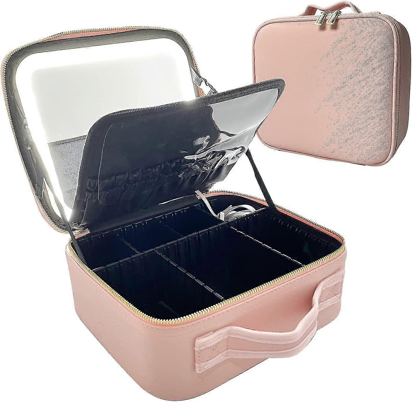 Makeup Bag With Mirror And 3 Color Led Light