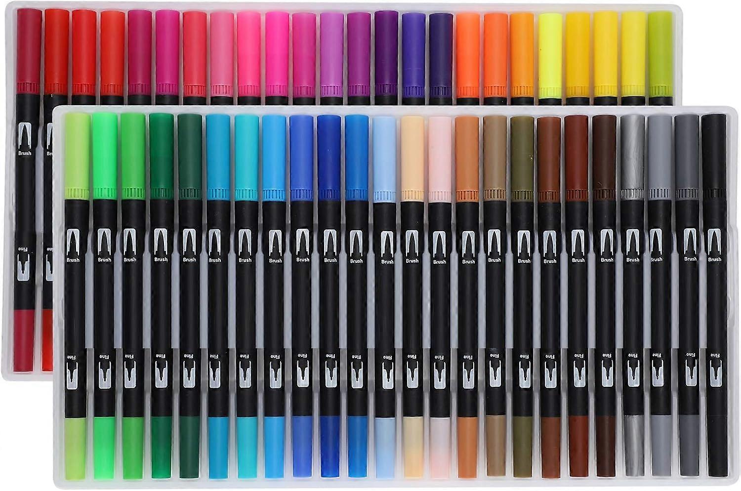 Watercolor Brush Pens Set, Colored Markers,Double Tip Marker,Drawing Markers,Washable Watercolor Paint Markers for Kids & Adults,for Coloring, Paintin