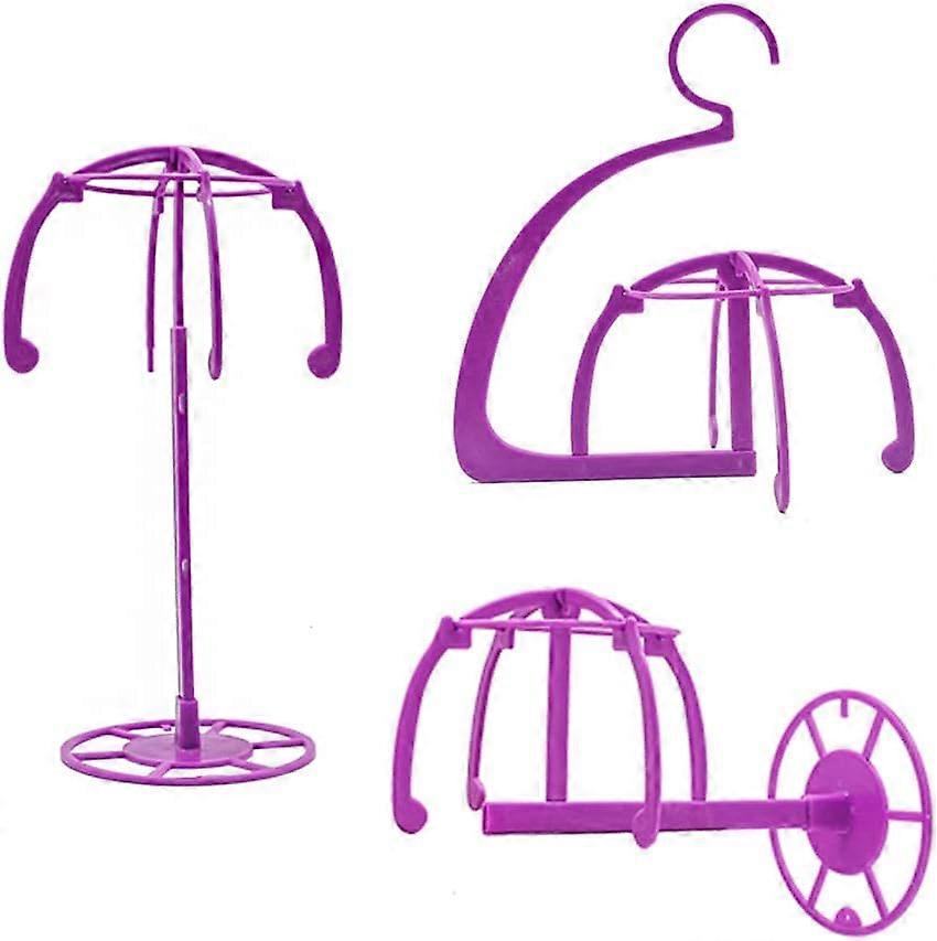 monitoiminen taitettava kannettava seinälle asennettava peruukinpidike roikkuva peruukkitelineet pystysuora peruukkiripustin kaikille peruukeille ja hattuillespurple3kpl)