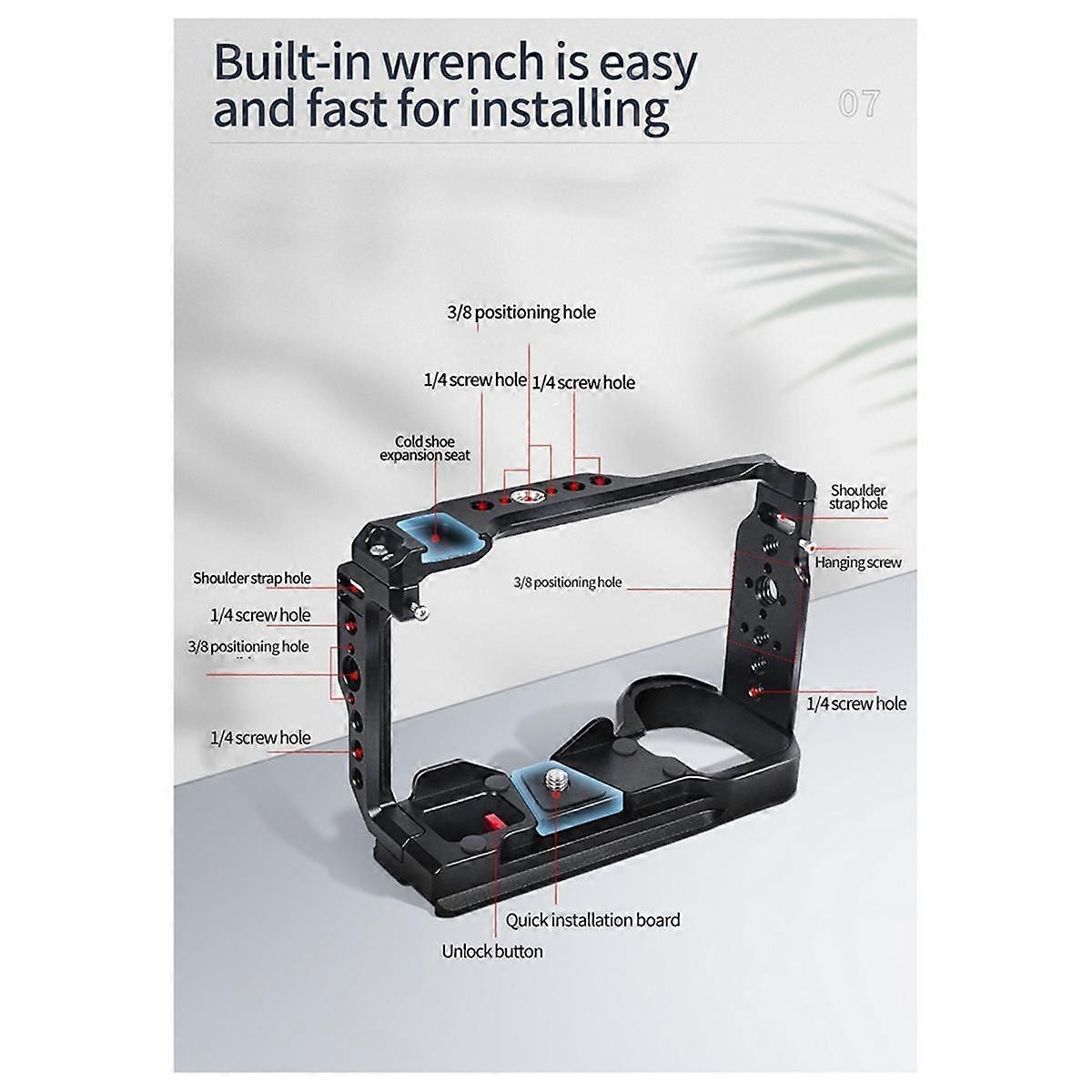 A6700 DSLR Camera Cage Rig Top Handle Cold Shoe Mount Microphone Flash Light Bracket for A6700 Stab