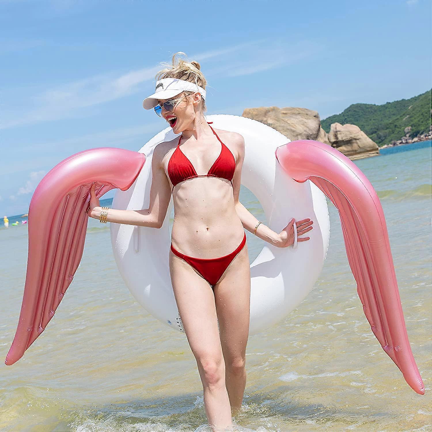 Giant 76 Inflatable Pool Float with Angel Wings and Handels