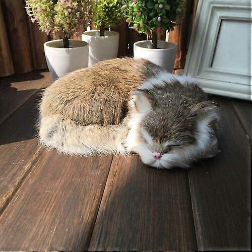 リアルなスリーピングリアルな猫のぬいぐるみフェイクファー等身大の毛皮のような家の動物