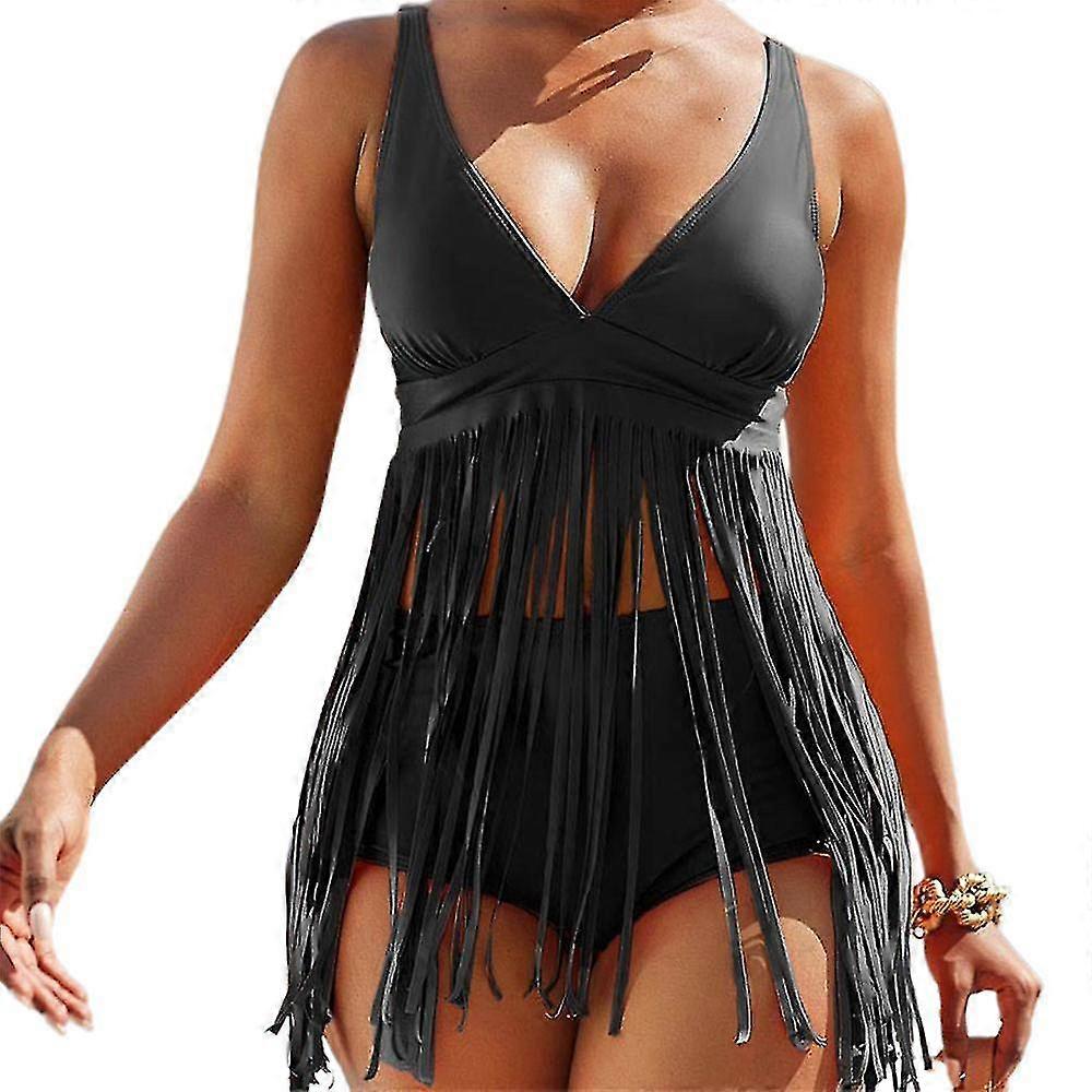 Γυναίκες γεμισμένα fringe Tankini μαγιό δεξαμενή κορυφή boyshorts μπικίνι σετ μαγιό παραλία κολύμβησης κοστούμι