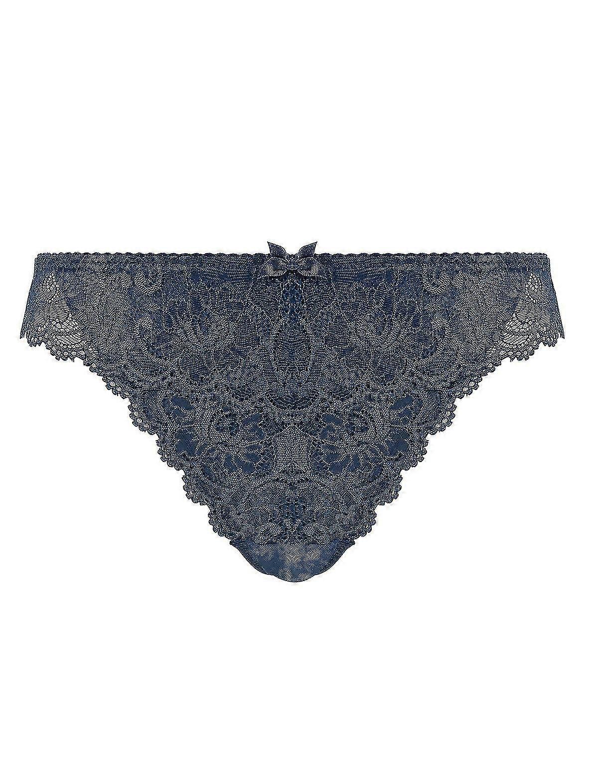 911757-D-093 Blauer einfarbiger Spitzen-String für Damen
