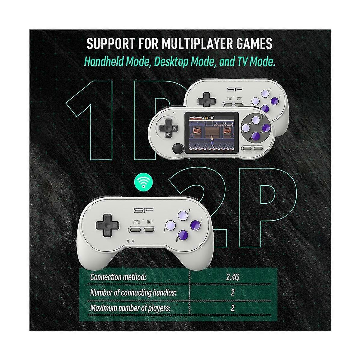 Sf2000 Handheld Game Console+handle Built-in 6000 Games Classic Mini 3 Inch Video Game Consoles Support Av Output