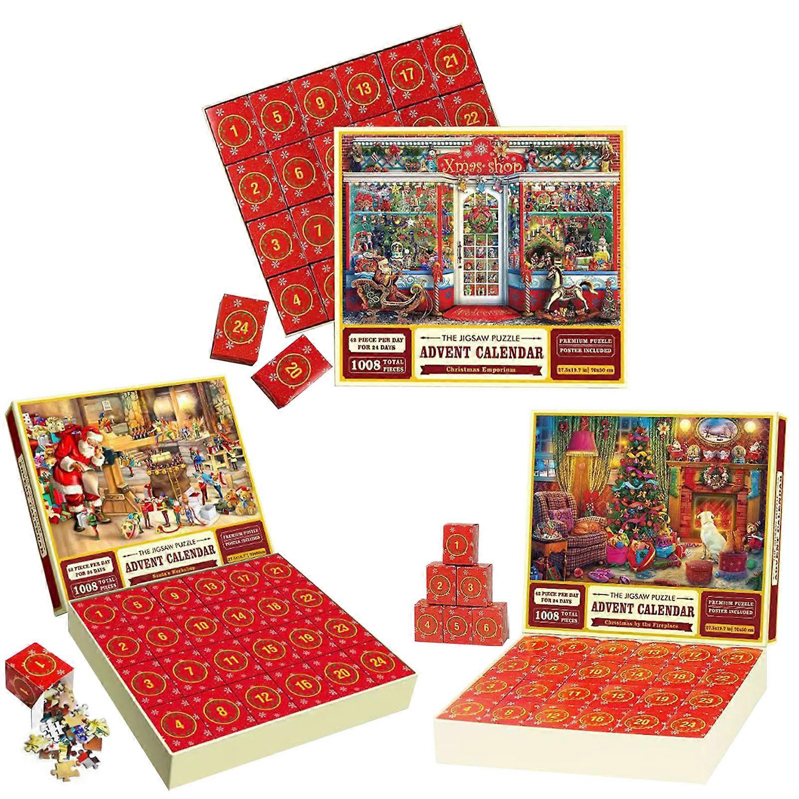 Puzzle Adventný kalendár 2023, 1008 dielikov Puzzle 24 dní Vianočné odpočítavanie Adventné kalendáre, nápad na vianočný darček pre deti Dospelí