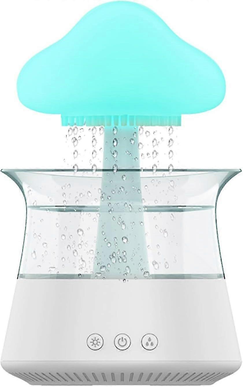 Umidificatore per pioggia di nuvole, umidificatori diffusori di aromi a goccia di pioggia a luce colorata con 7 luci che cambiano colore Suono della goccia d'acqua della fontana del desktop (bianco)