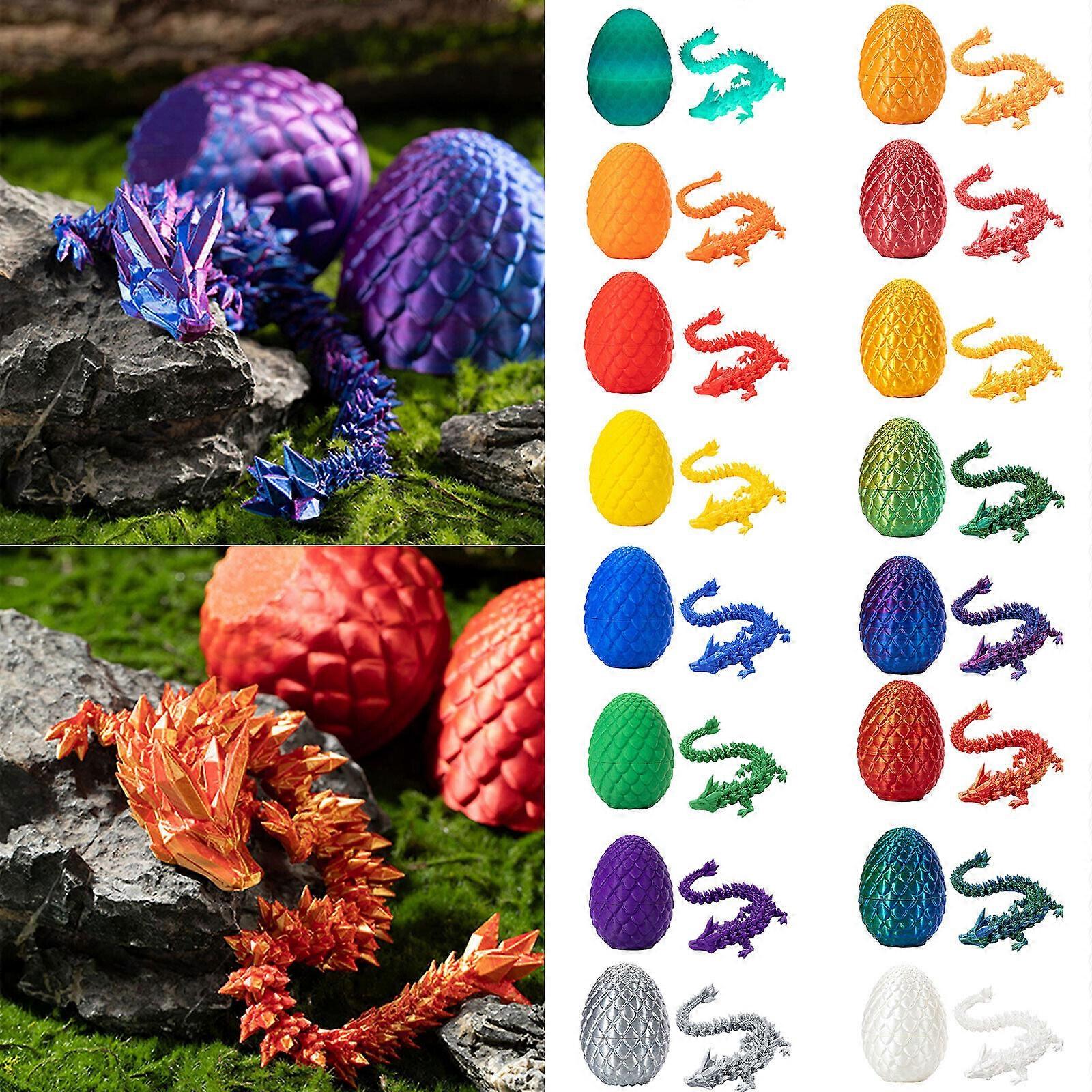 Dragon imprimé en 3D dans un œuf, Dragon de cristal de dragon articulé avec œuf de dragon-50% Offre