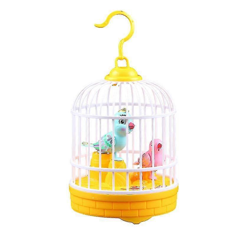 ضوء النجوم الغناء والنقيق الطيور في قفص واقعية الصوت العمل الطيور الشكل (الأصفر)، 14 * 10cm