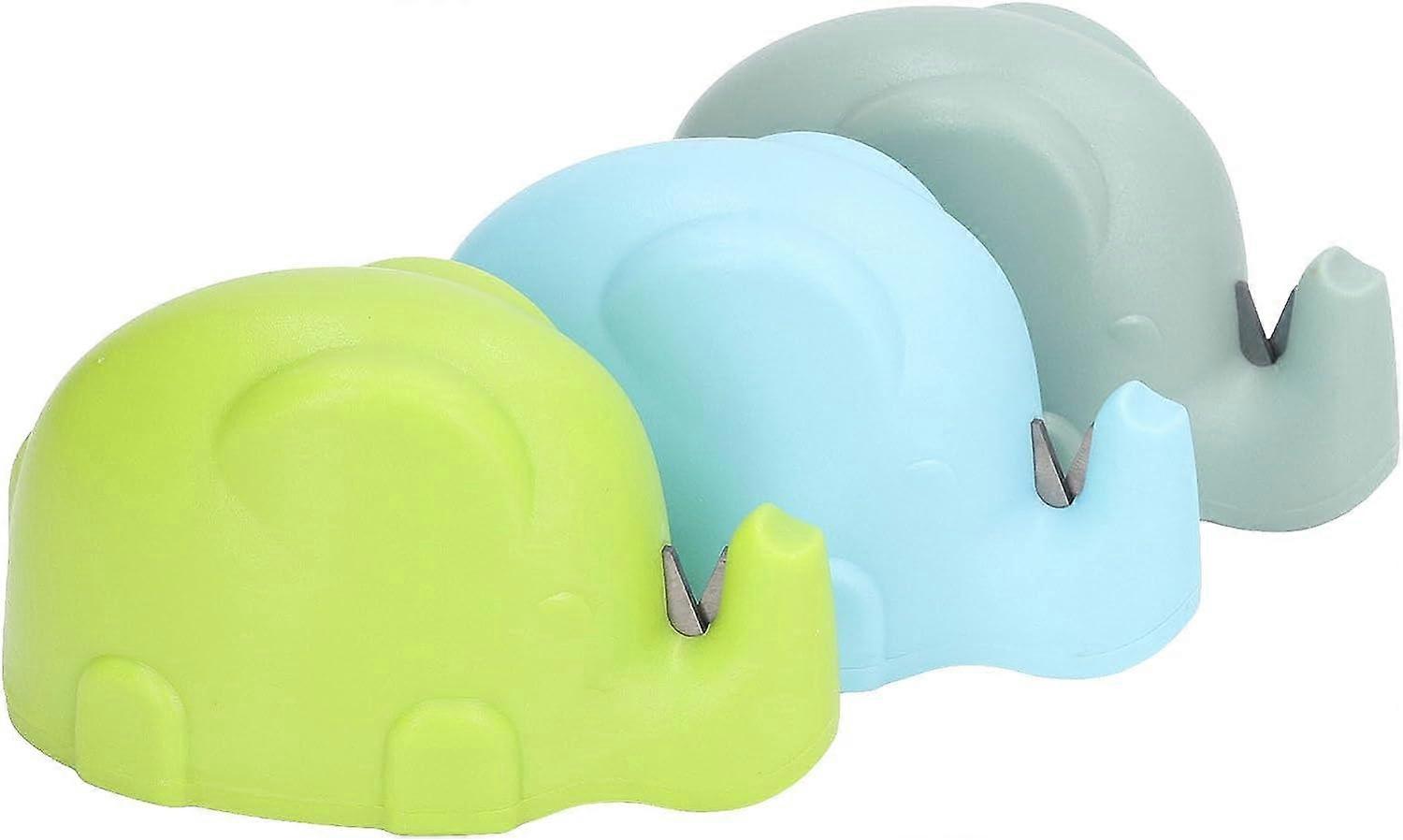 3PCS Knife Sharpener Cute 3PCS Knife Sharpener Cute Household Knife Sharpener Cartoon Elephant Design Pull Through Easy Operation Tungsten Steel Kitch