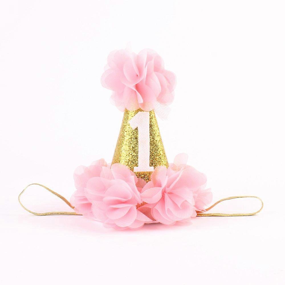 幼児 赤ちゃん 1歳の誕生日パーティー 帽子 プリンセス ヘアバンド 女の子の赤ちゃん 花 繊細な髪 アクセサリー クラウンパーティー 帽子、ピンク、小