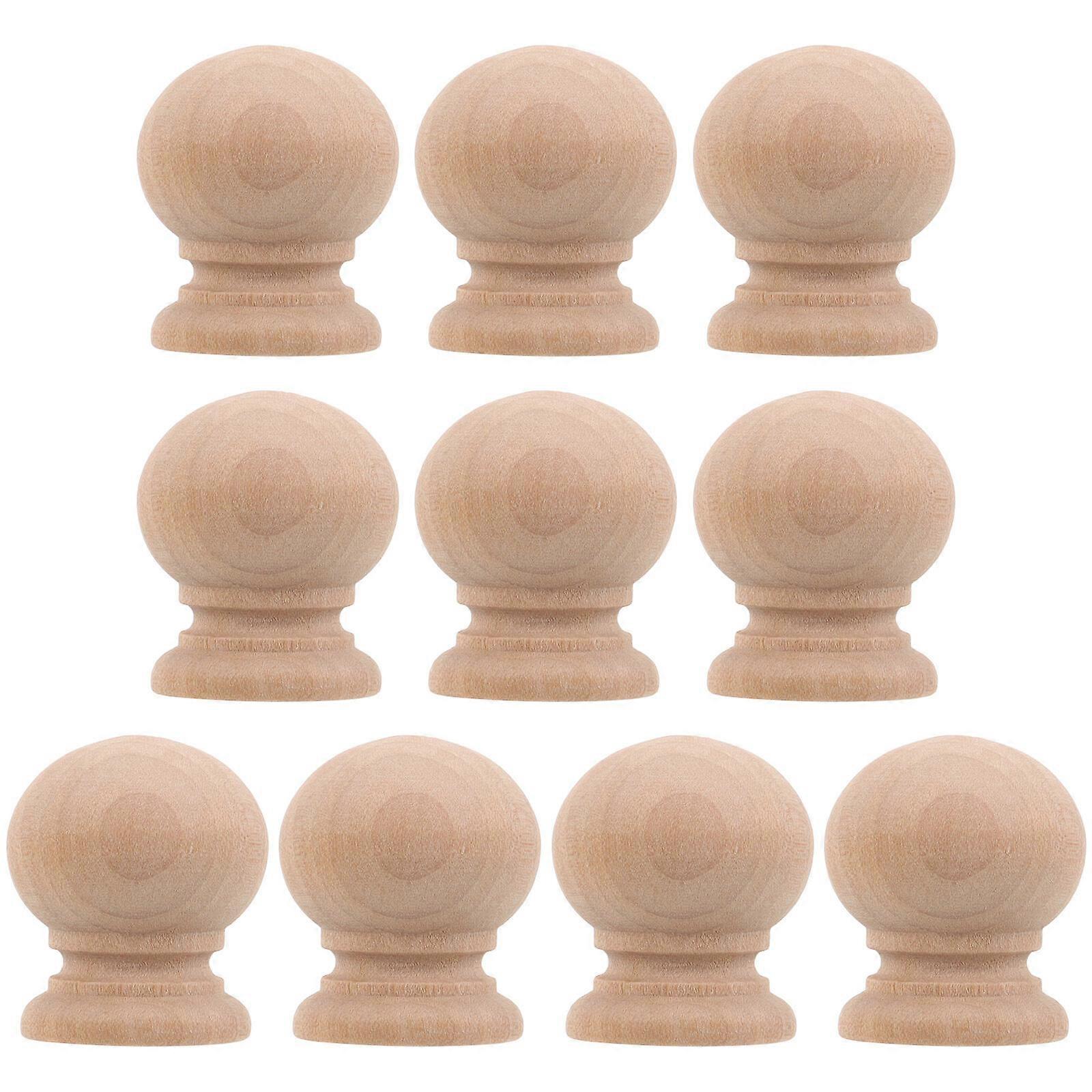 10pcs Wood Cabinet Knobs Dresser Drawers Knobs Sing Hole Wooden Pull Handles