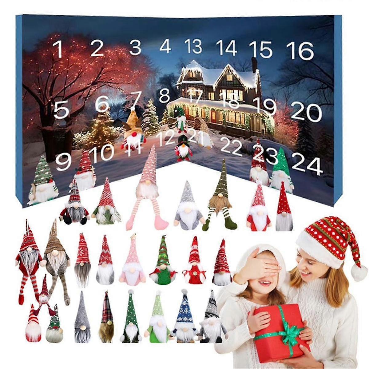 Christmas Gnome Calendar with Collectible Gnome Dolls Gnome Plush Toy Gnome Countdown Calendar for