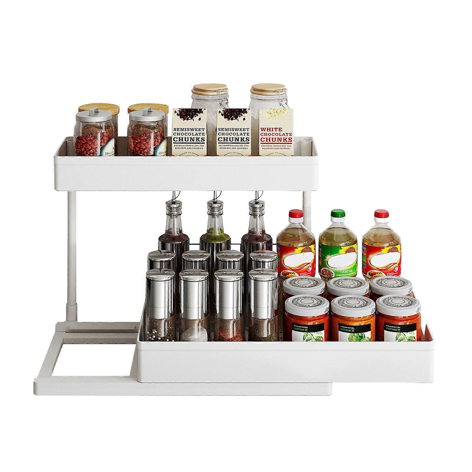 L-shape  pull-out lower sink storage rack ,Under Sink Organizer Storage Rack Cabinet Basket Durable