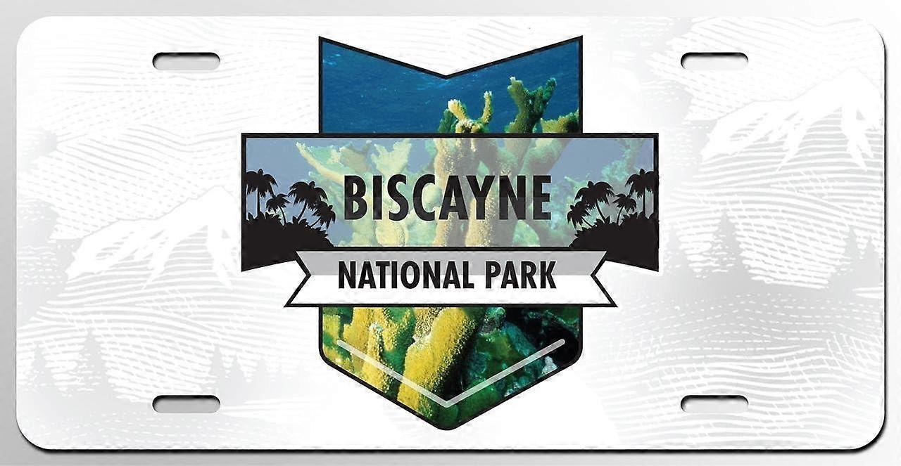 Placa de Licença do Parque Nacional Biscayne Vaidade Vaidade Metal | Metal impresso UV | 6 polegadas por 12 polegadas | Carro Caminhão RV Trailer Wall Shop Man Cave | V