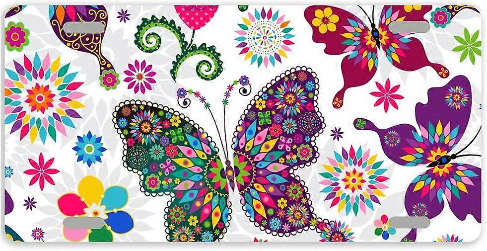 Tampa de Placa de Licença de Etiqueta de Carro de Metal Mandala com 4 Furos 12 x 6 Polegadas