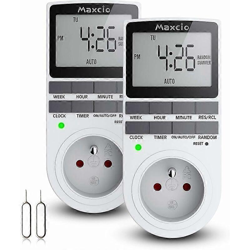 Digital Programmable Socket, Daily/Weekly Digital Timer, Electrical Outlet Scheduler with LCD Display and Anti-Theft Random Mode, Energy Saving, 16A/3