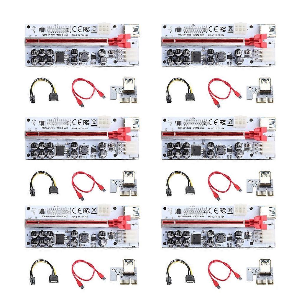 6 PCS PCI-E Riser PCI E for Express 1X to 16X Mining Card USB 3.0 PCI-E Sata to