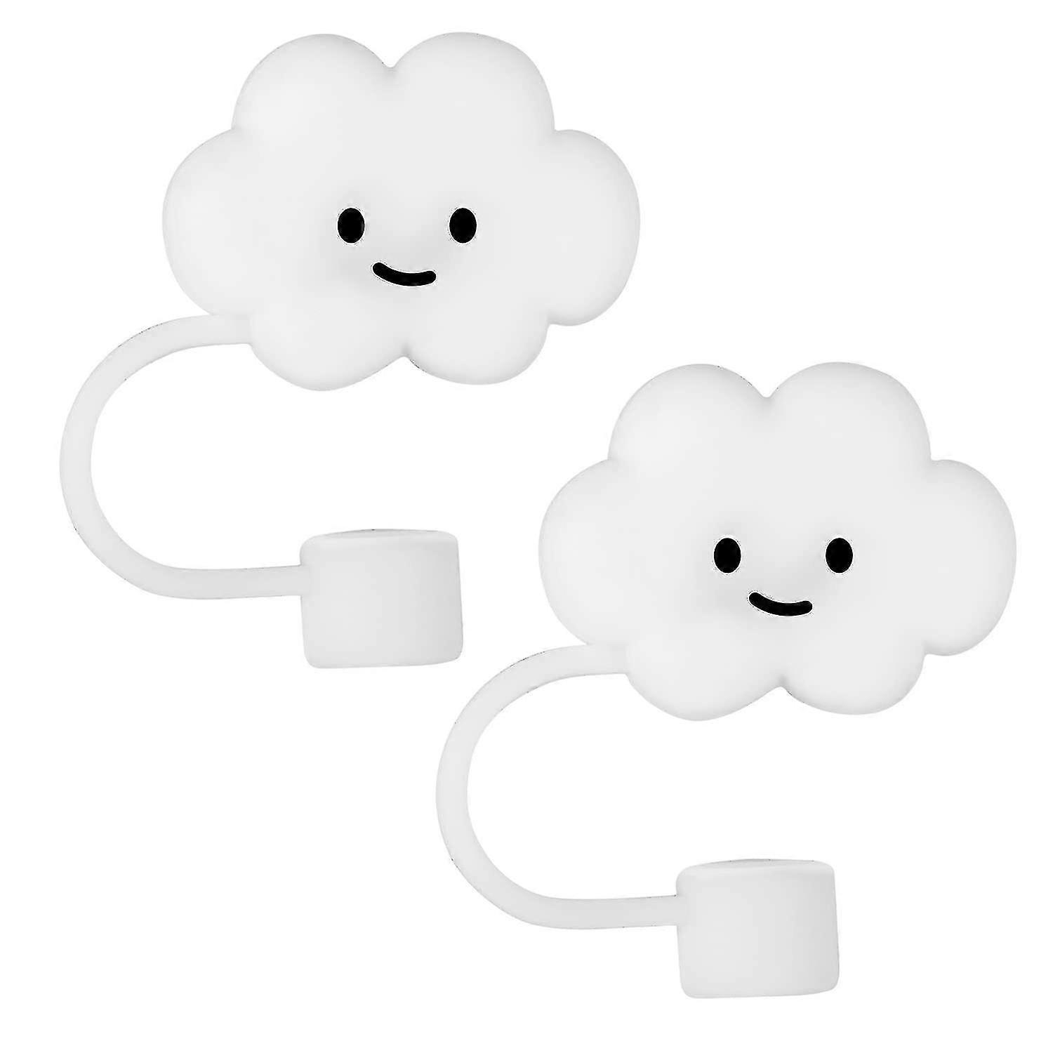 2pcs Straw Covers For Reusable Straws, Silicone Tips Lids Dust-proof Cloud Straw