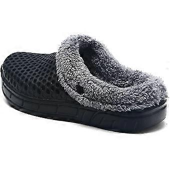 Men's Women Mules Slip On Garden Shoes Warm Winter Slipper,black,240