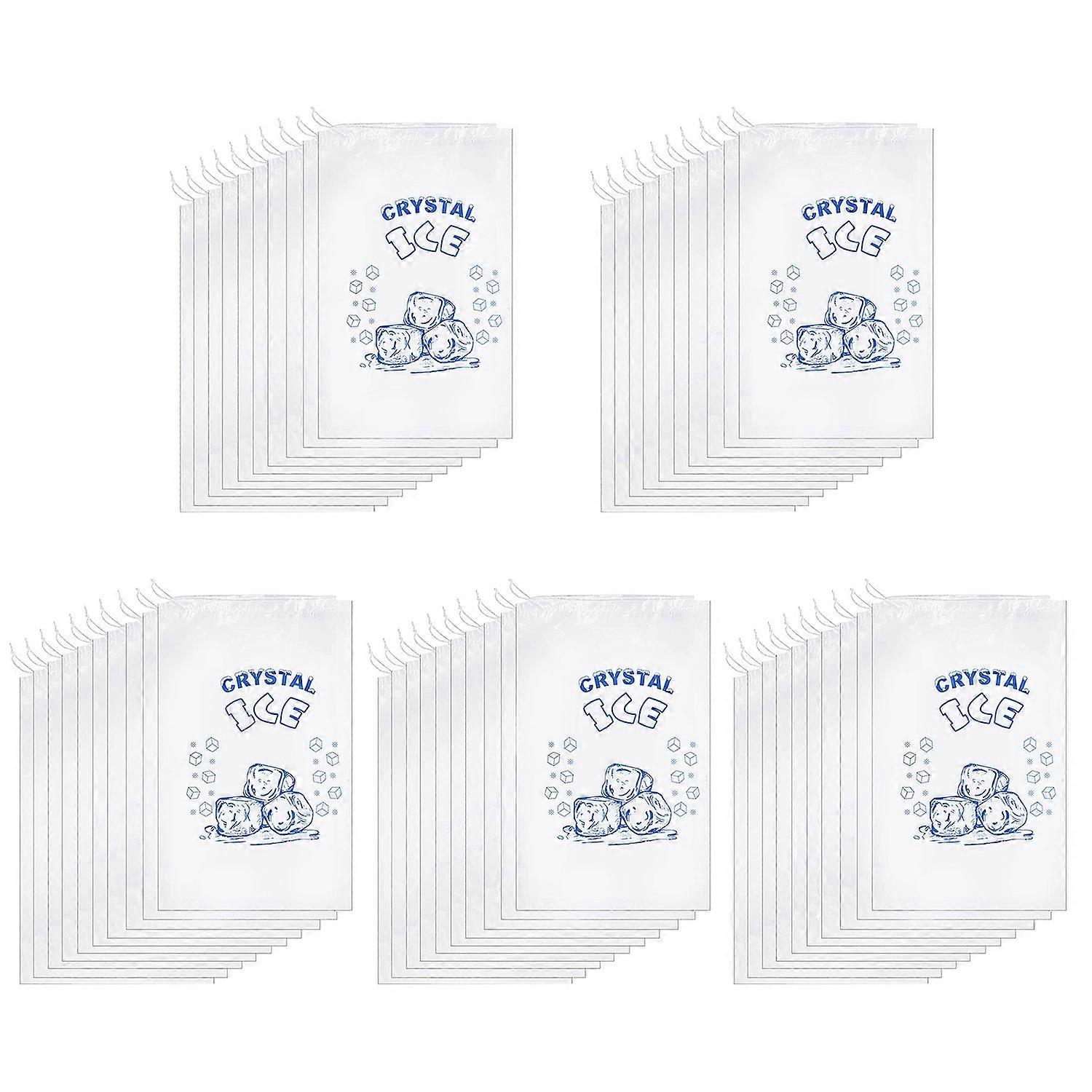 50Pcs/Set Ice Cube Bag Clear PE Adjustable Drawstring Closure Leakproof Heavy Duty Ice Storage Bag